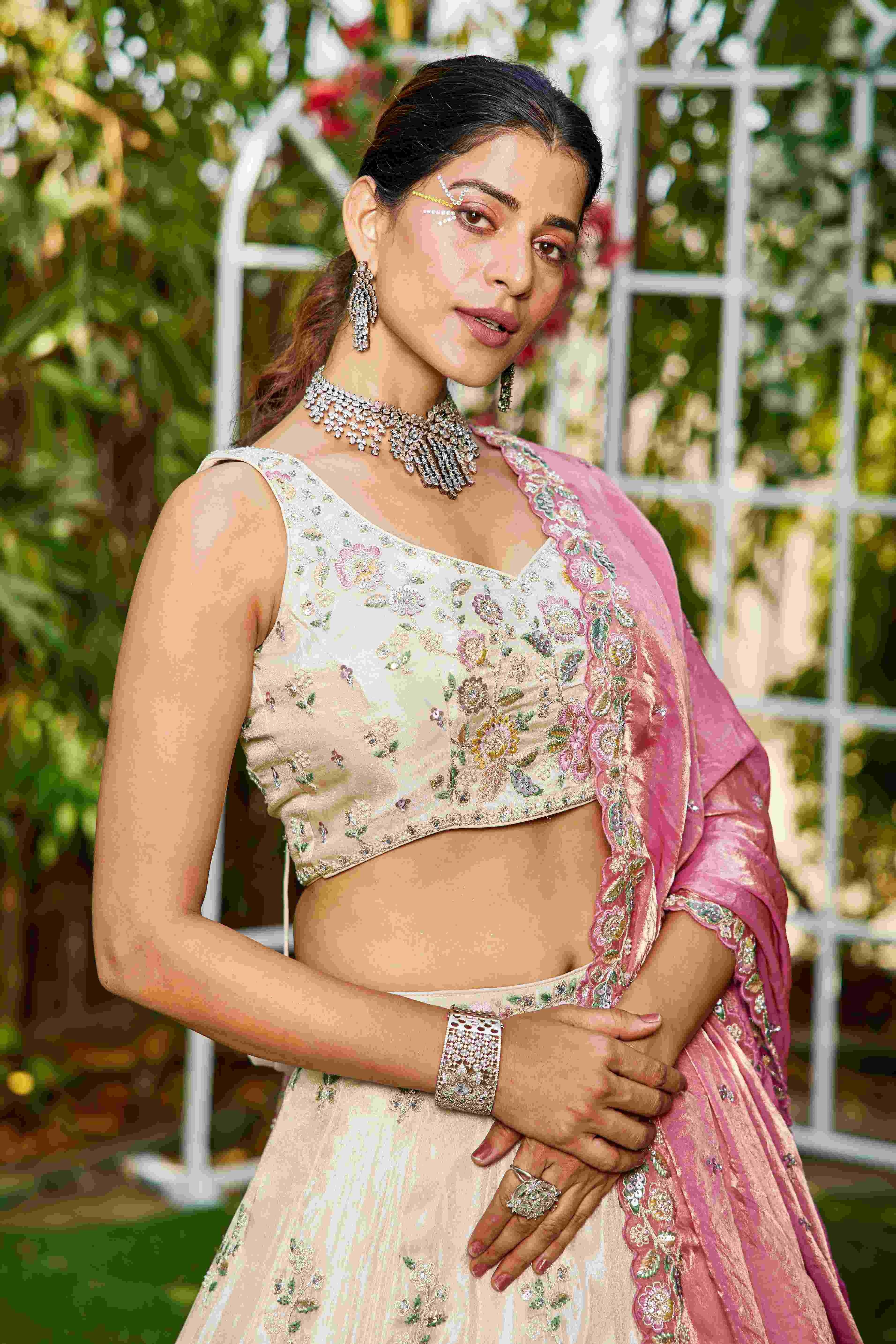 Elegant Tissue Designer Lehenga for Modern Elegance - MYLUXURY LANE ENTERPRISE
